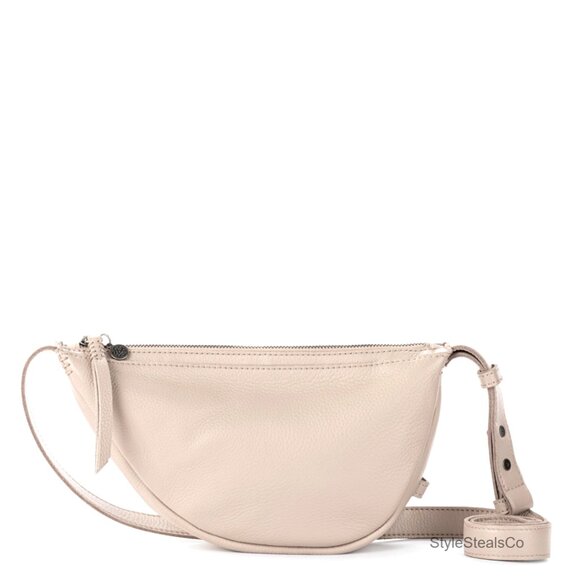 Leather Crossbody Sling Bag with Adjustable Strap and Zipper Closure